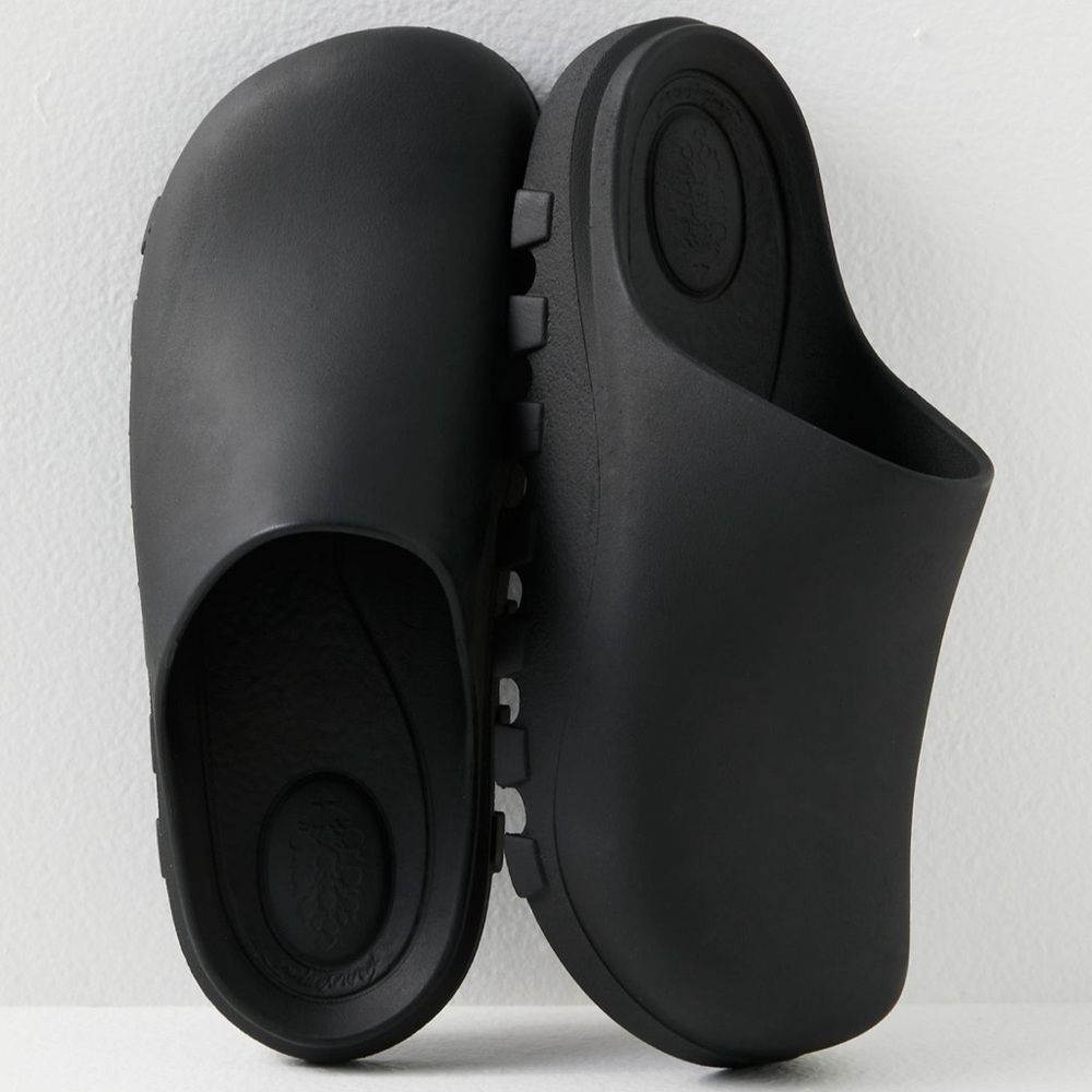 Free People Black Slip-On Clogs with Textured Outsole